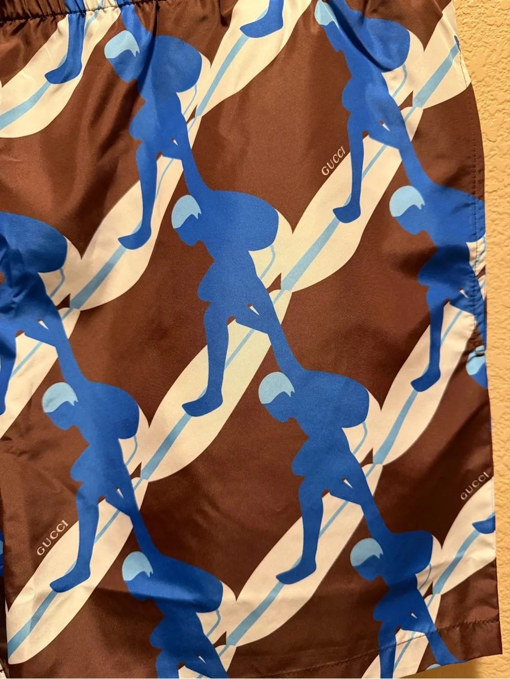 New Gucci Logo Swim Shorts Brown Size 56 / US XL 36 - 42 Waist